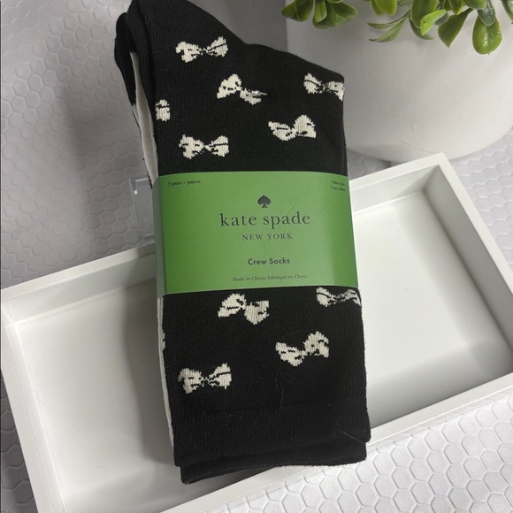 kate spade Accessories - Kate Spade 3-Pack Black and White Crew Sock Pack NWT